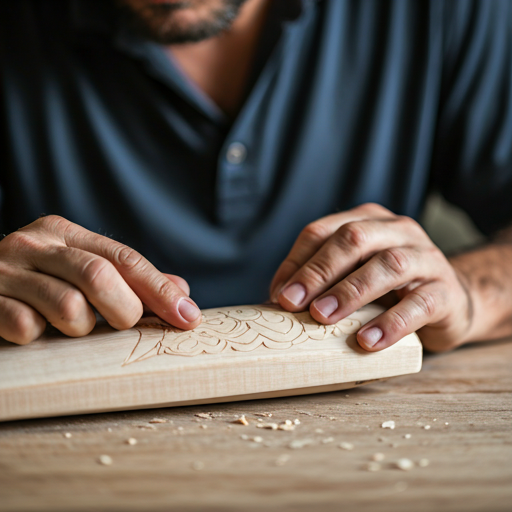 Master craftsman carving a cricket bat